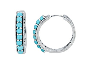 Silver Treasures by Samuel B. Sleeping Beauty Turquoise Sterling Silver Hoop Earrings