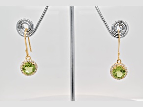 4.16ctw Round Peridot and Cubic Zirconia 14K Yellow Gold Over Sterling Silver Earrings