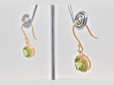 4.16ctw Round Peridot and Cubic Zirconia 14K Yellow Gold Over Sterling Silver Earrings
