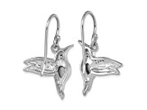 Rhodium Over Sterling Silver Crystal Inlay Hummingbird Dangle Earrings