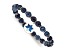 Stainless Steel Polished Enameled Flower Blue Jade Stretch Bracelet