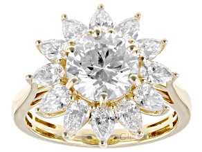 White Lab-Grown Diamond 14k Yellow Gold Halo Ring 3.50ct IGI Cert