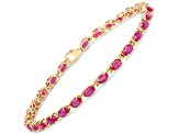Glass Filled Pink Ruby 14K Yellow Gold Over Sterling Silver Bracelet 7.00ctw