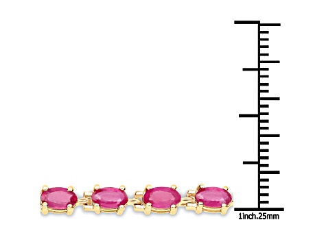 Glass Filled Pink Ruby 14K Yellow Gold Over Sterling Silver Bracelet 7.00ctw