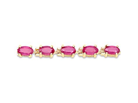 Glass Filled Pink Ruby 14K Yellow Gold Over Sterling Silver Bracelet 7.00ctw