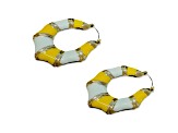 Gold Tone Yellow and White Enamel Earring