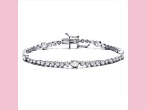 Clear 4mm Cubic Zirconia, Rhodium Plated over Sterling Silver Tennis Bracelet