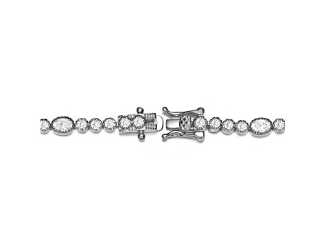 Clear 4mm Cubic Zirconia, Rhodium Plated over Sterling Silver Tennis Bracelet