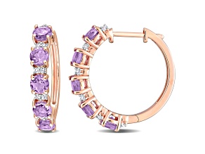 2.50ctw Amethyst and White Topaz Hoop Earrings in 10K Rose Gold Sterling Silver
