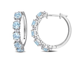 3.25ctw Sky Blue Topaz and White Topaz Hoop Earrings in Sterling Silver