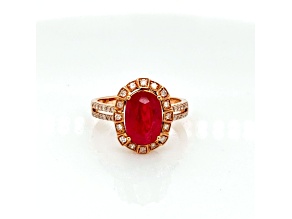 3.00 Ctw Ruby and 0.26 Ctw White Diamond Ring in 14K RG