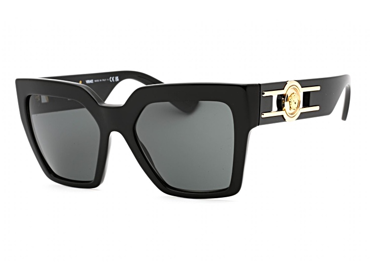 Versace Black Frame with Gold Tone Detail / Dark Gray Lenses Sunglasses