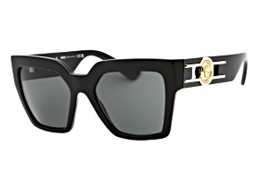 Versace Black Frame with Gold Tone Detail / Dark Gray Lenses Sunglasses