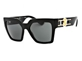 Versace Black Frame with Gold Tone Detail / Dark Gray Lenses Sunglasses