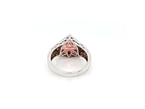 2.98 Cts Rhodochrosite and 0.54 Cts White Diamond Ring in 14K WG