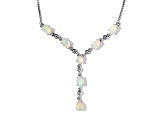 Sterling Silver Ethiopian Opal and White Zircon Necklace 3.85ctw