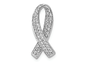 Rhodium Over 14k White Gold Diamond Awareness Chain Slide Pendant