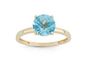 Round Swiss Blue Topaz 10K Yellow Gold Ring 2.00ctw