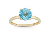 Round Swiss Blue Topaz 10K Yellow Gold Ring 2.00ctw