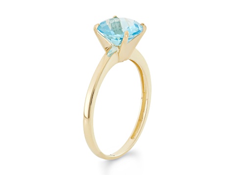 Round Swiss Blue Topaz 10K Yellow Gold Ring 2.00ctw