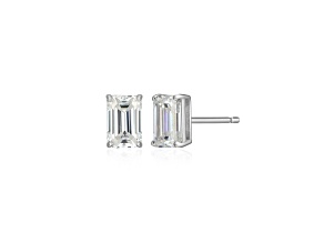 Emerald Cut Moissanite Platineve Stud Earrings 1.16ctw DEW