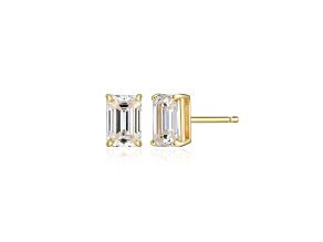 Emerald Cut Moissanite 14k Yellow Gold Over Silver Stud Earrings 1.16ctw DEW