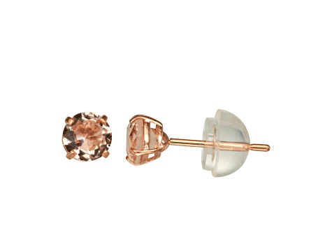 Round Morganite Simulant 14K Rose Gold Children’s Stud Earrings 0.60ctw