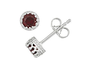 Picture of Round Garnet Sterling Silver Childrens Stud Earrings 0.56ctw