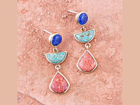 Online BARSE Turquoise and Coral Southwestern Drop Drop Earrings