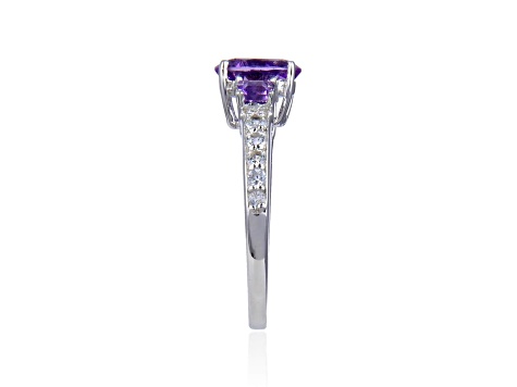 Mixed Shapes Amethyst with White Topaz Accents Sterling Silver Ring