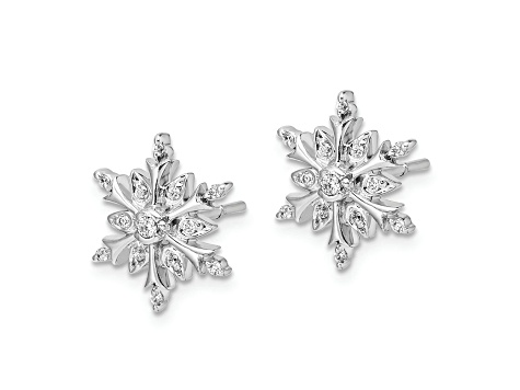 14K White Gold Diamond Snowflake Earrings