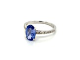 10K White Gold Oval Sapphire and Diamond Ring 2.07ctw
