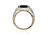 Smoky Quartz with Cubic Zirconia Accents 18K Yellow Gold Over Sterling Silver Halo Ring, 5.99ctw