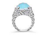 Judith Ripka 18x13mm Turqouise Simulant And 1.21ctw Bella Luce Rhodium Over Sterling Silver Ring