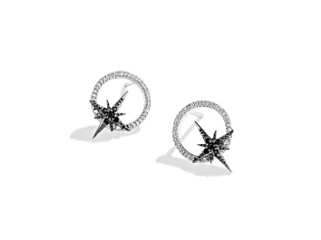 Picture of Star Wars™ Fine Jewelry Guardians Of Light Black & White Diamond Rhodium Over Silver Earrings .15ctw