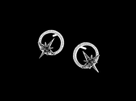 Star Wars™ Fine Jewelry Guardians Of Light Black & White Diamond Rhodium Over Silver Earrings .15ctw