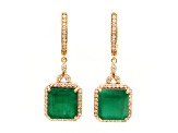 12.18 Ctw Emerald and 0.74 Ctw White Diamond Earring in 14K YG