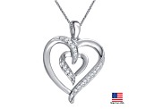 White Diamond Accent Rhodium Over Brass 3 Piece Heart And Butterfly Pendant And Earring Set