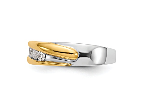 14K Yellow and White Gold Lab Grown Diamond SI1/SI2, G H I, Men's Band