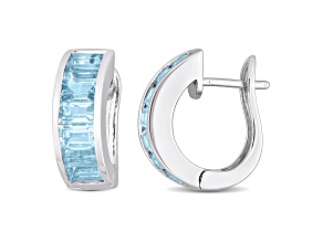 5.60ctw Sky Blue Topaz Hoop Earrings in Sterling Silver
