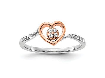 Picture of 14K Two-tone White and Rose Gold First Promise Heart Cluster Diamond Promise/Engagement Ring 0.11ctw