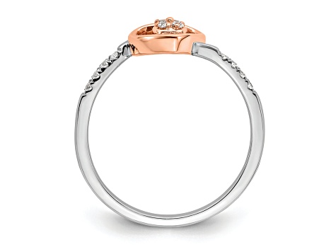 14K Two-tone White and Rose Gold First Promise Heart Cluster Diamond Promise/Engagement Ring 0.11ctw
