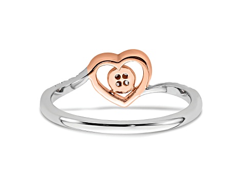 14K Two-tone White and Rose Gold First Promise Heart Cluster Diamond Promise/Engagement Ring 0.11ctw