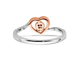 14K Two-tone White and Rose Gold First Promise Heart Cluster Diamond Promise/Engagement Ring 0.11ctw