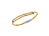 Diamond Stainless Steel and 18K White Gold Cable Bracelet