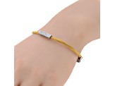 Diamond Stainless Steel and 18K White Gold Cable Bracelet