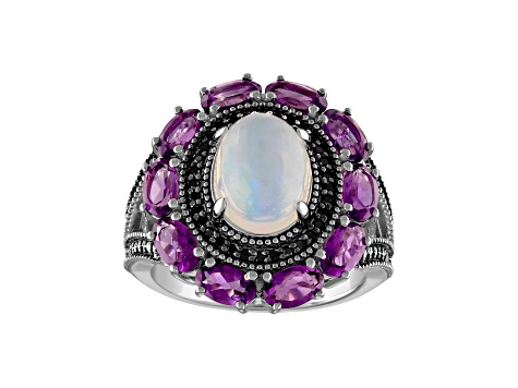 White Opal Sterling Silver Ring 4.23ctw