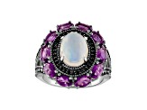 White Opal Sterling Silver Ring 4.23ctw