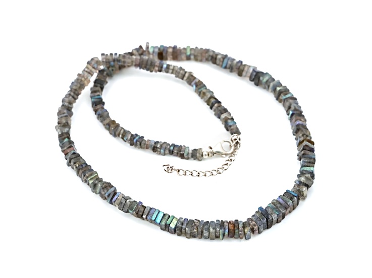 Labradorite Beaded Sterling Silver Necklace 75.00ctw