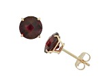 Garnet Round 10K Yellow Gold Stud Earrings 1.2ctw